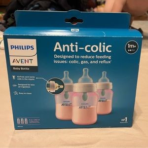Philip’s Avent Anti-Colic baby bottles. 1m+ nipples. Set of 3. Never used.